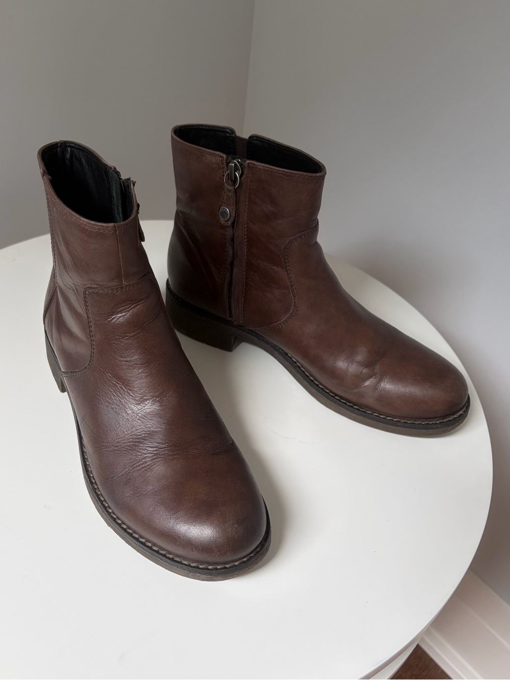 Geox Respira Leather Ankle Boots Brown 39
